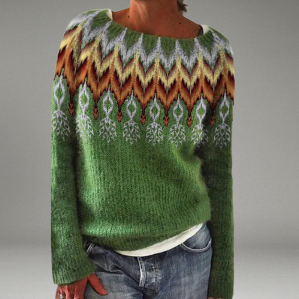 Women’s Pullover Jumper with Round Neckline and Long Sleeves