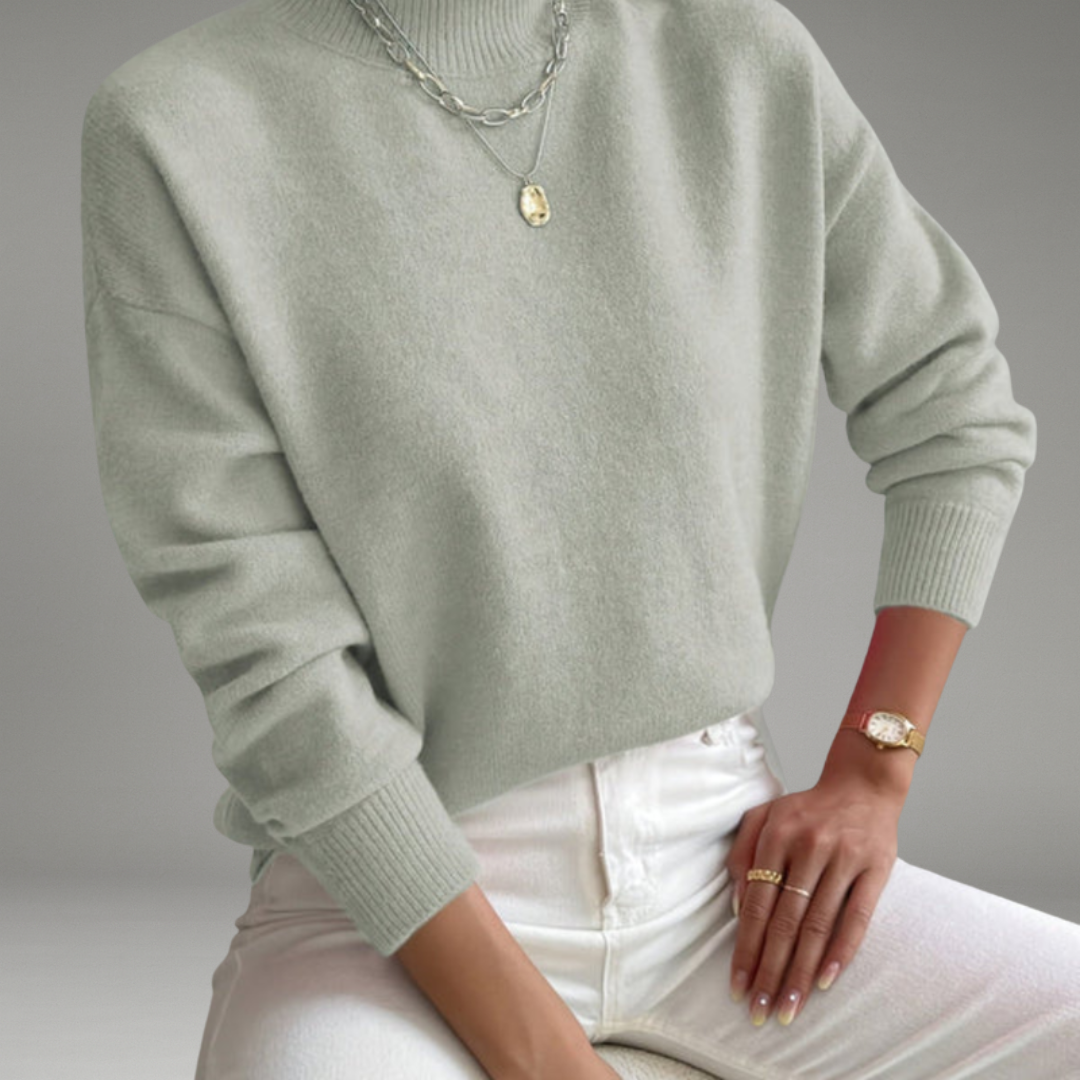 Women’s Sweater with Mock Neck and Long Sleeves