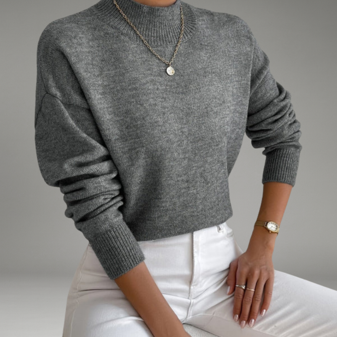 Women’s Sweater with Mock Neck and Long Sleeves