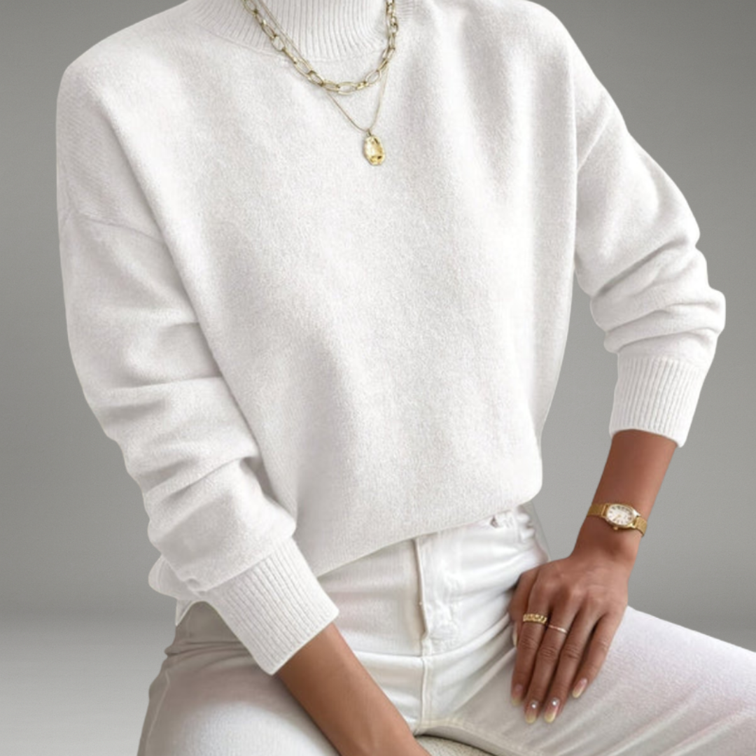 Women’s Sweater with Mock Neck and Long Sleeves