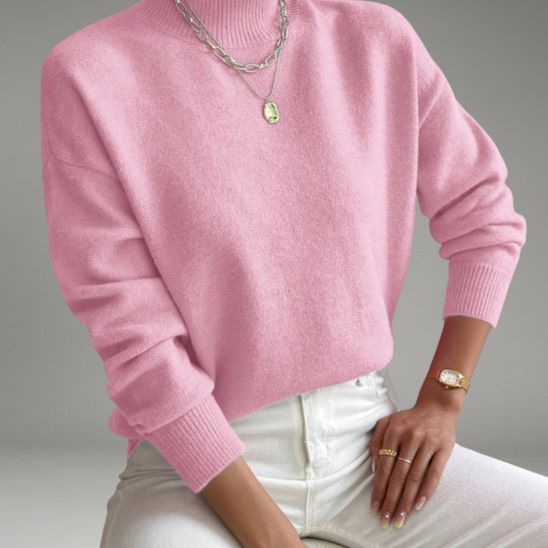Women’s Sweater with Mock Neck and Long Sleeves