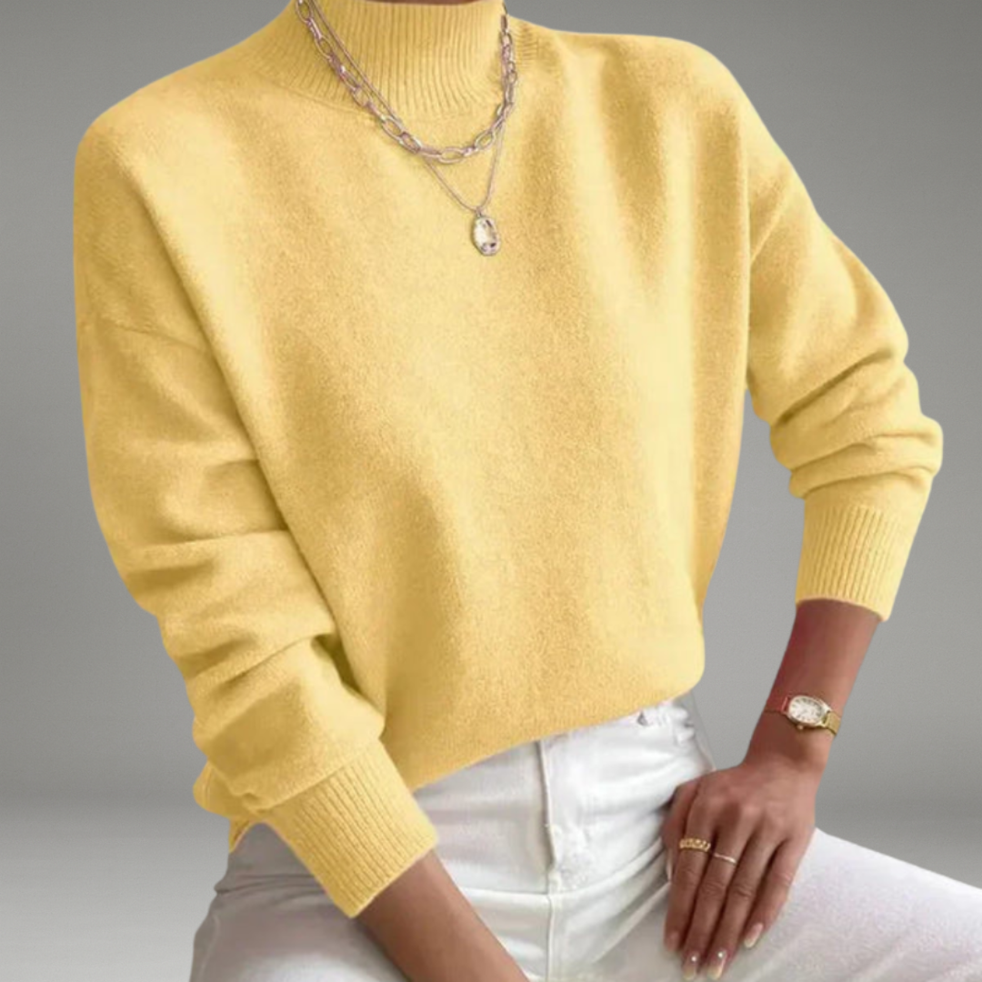 Women’s Sweater with Mock Neck and Long Sleeves