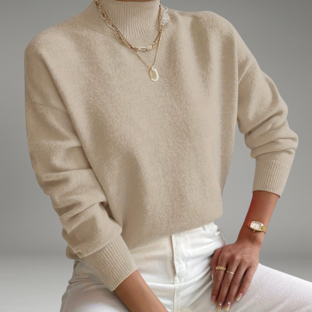 Women’s Sweater with Mock Neck and Long Sleeves