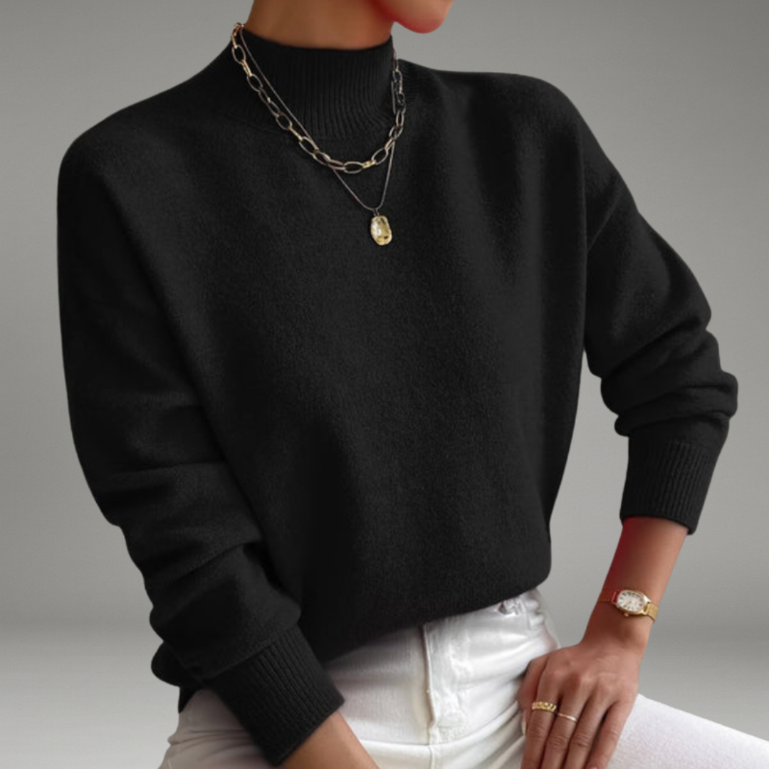Women’s Sweater with Mock Neck and Long Sleeves