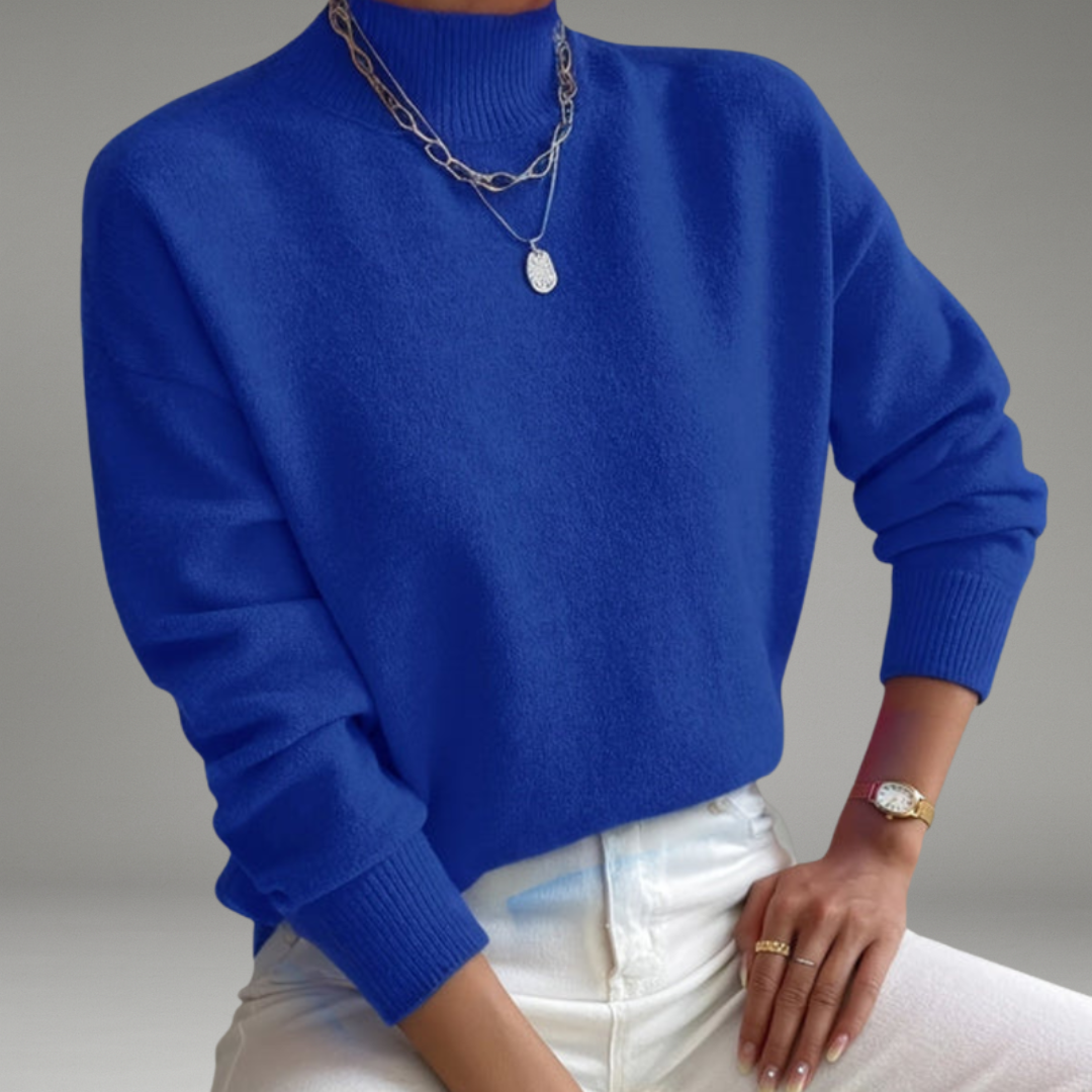 Women’s Sweater with Mock Neck and Long Sleeves