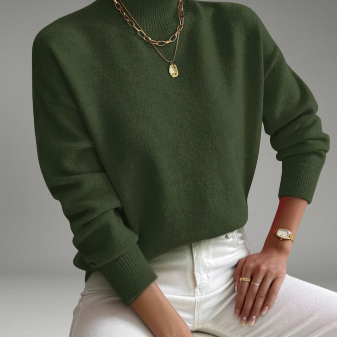 Women’s Sweater with Mock Neck and Long Sleeves