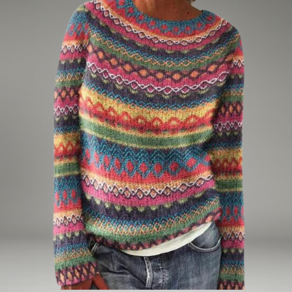 Women’s Jumper with Round Neckline and Wrist-Length Sleeves