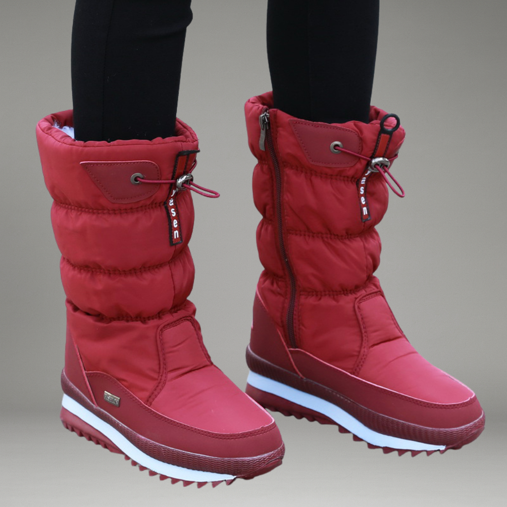 Women’s Winter Boots with Drawstring Closure and Patterned Sole