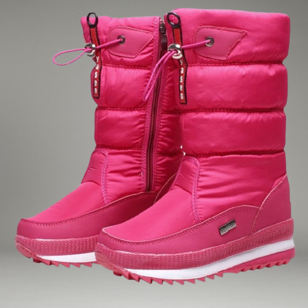 Women’s Winter Boots with Drawstring Closure and Patterned Sole