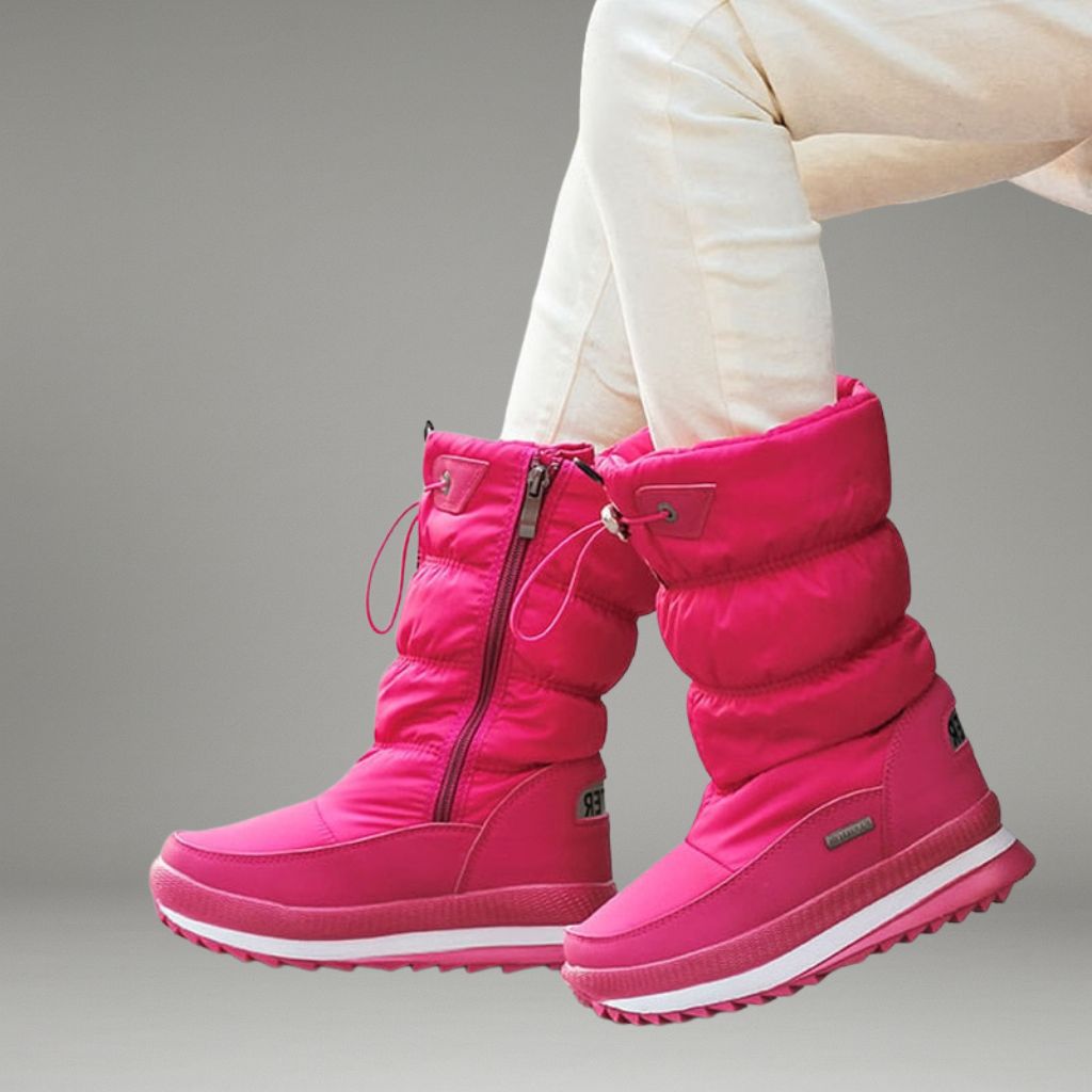 Women’s Winter Boots with Drawstring Closure and Patterned Sole