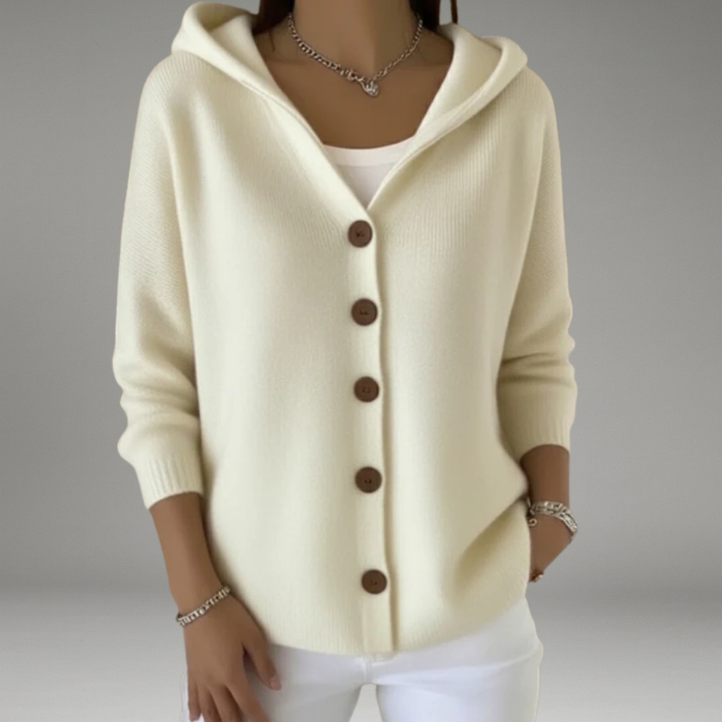 Women’s Cardigan with Hood and Front Button Closure