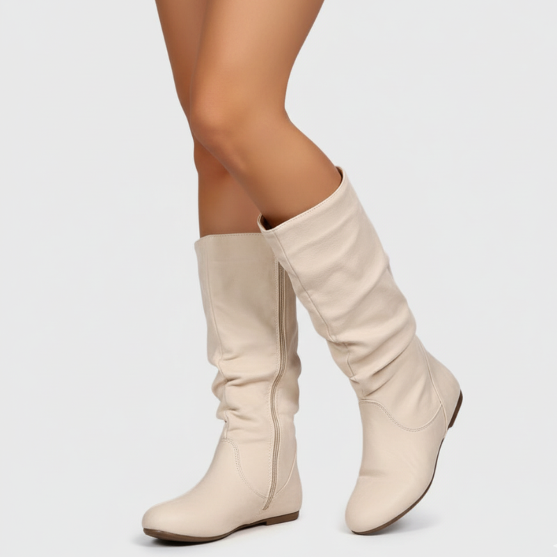 Women’s Mid-Calf Boots with Side Zip and Flat Sole