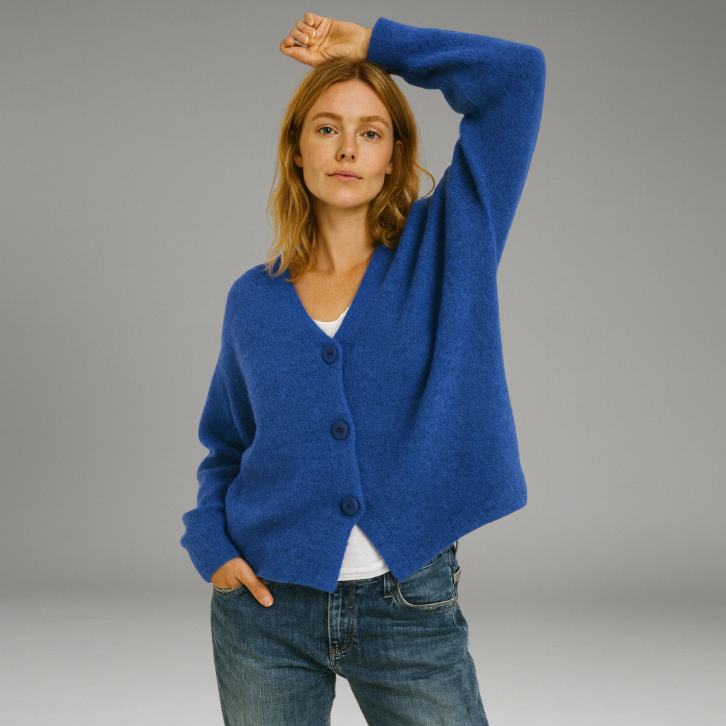 Women’s Cardigan with V-Neck and Button-Front Closure