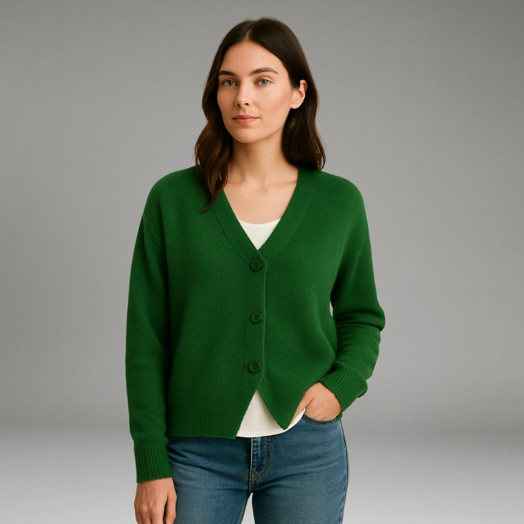 Women’s Cardigan with V-Neck and Button-Front Closure