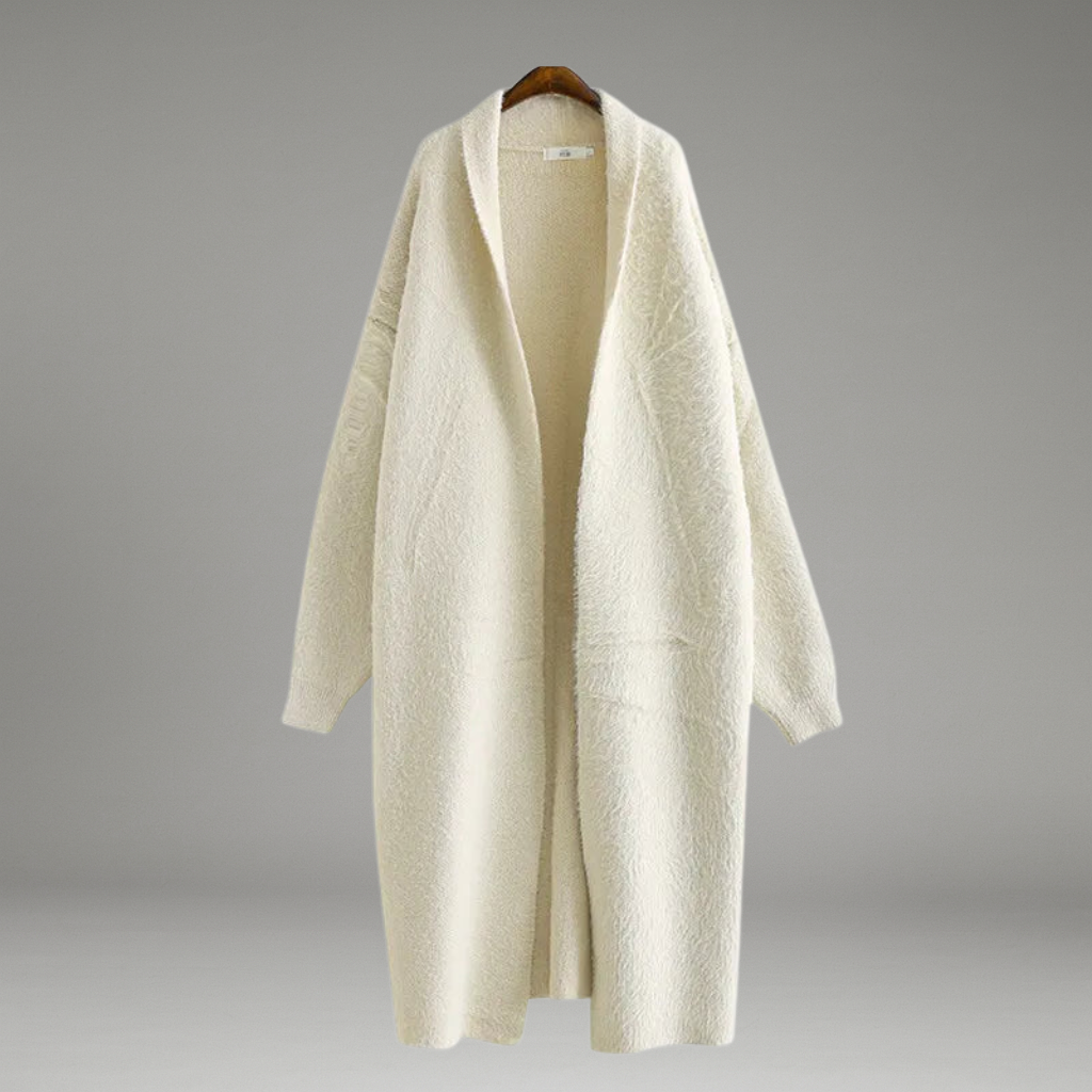 Women’s Hooded Midi Cardigan with Open Front and Long Sleeves