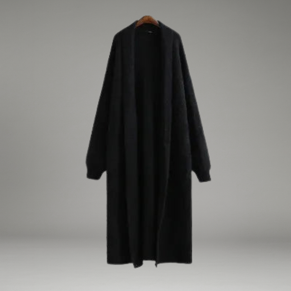 Women’s Hooded Midi Cardigan with Open Front and Long Sleeves