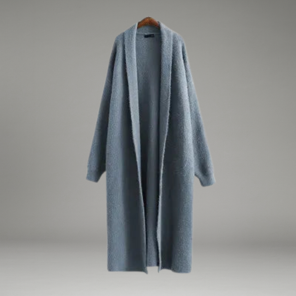 Women’s Hooded Midi Cardigan with Open Front and Long Sleeves