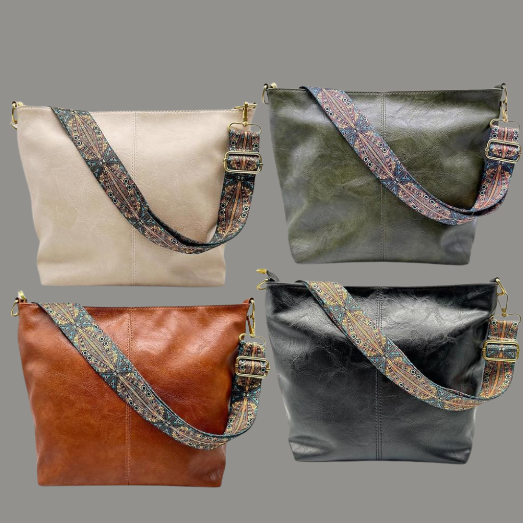 Women’s Shoulder Bag with Flap Closure and Adjustable Strap