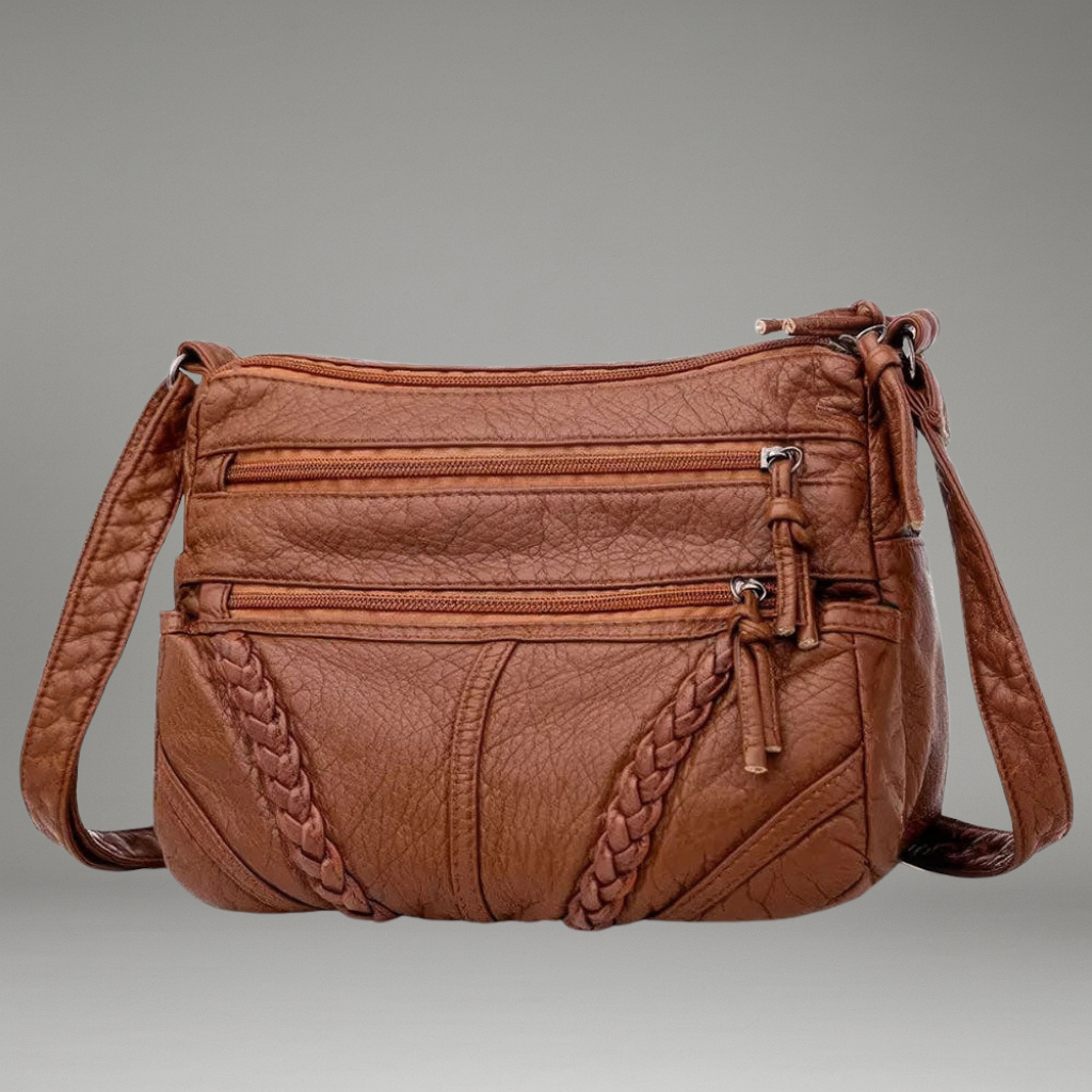 Women’s Shoulder Bag with Zippered Compartments and Shoulder Strap