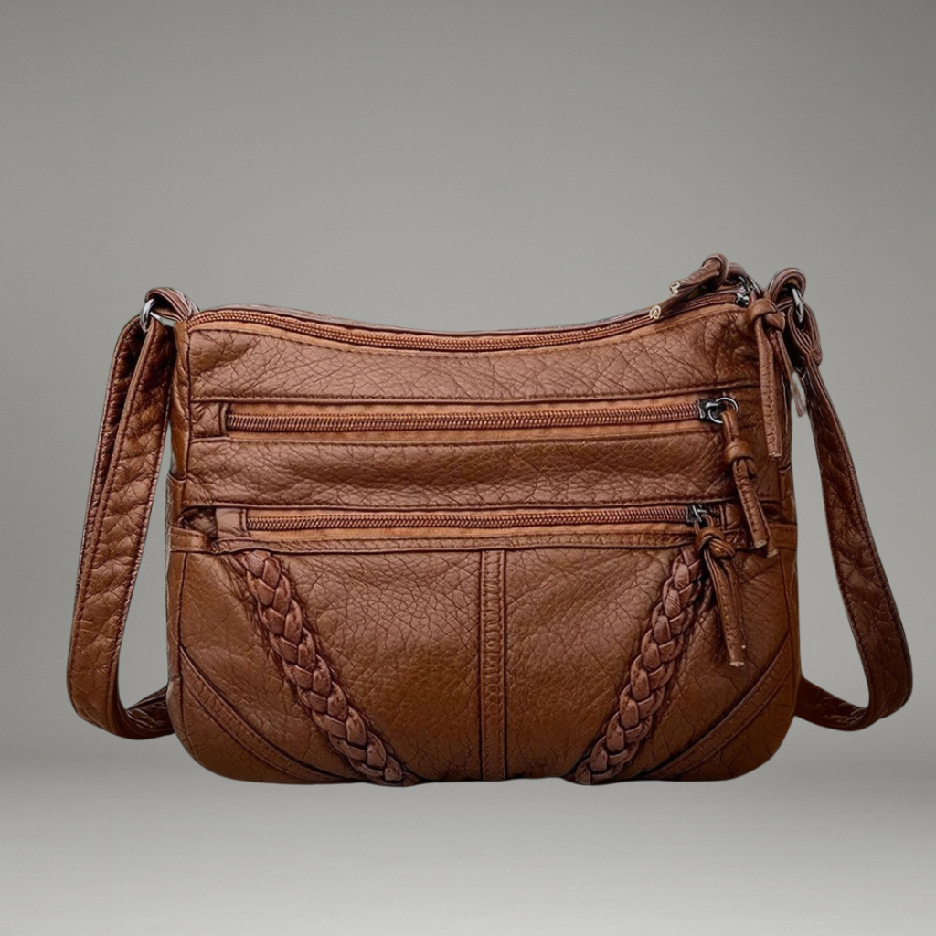 Women’s Shoulder Bag with Zippered Compartments and Shoulder Strap